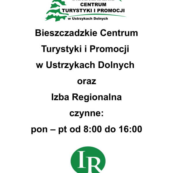 Godziny pracy Bieszczadzkiego Centrum Turystyki i Promocji w Ustrzykach Dolnych